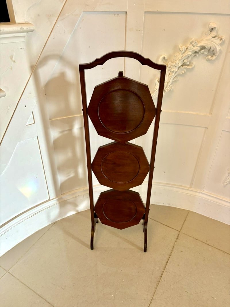 Antique Edwardian Mahogany Three-Tier Cake Stand